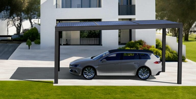 Carport solaire vu de côté